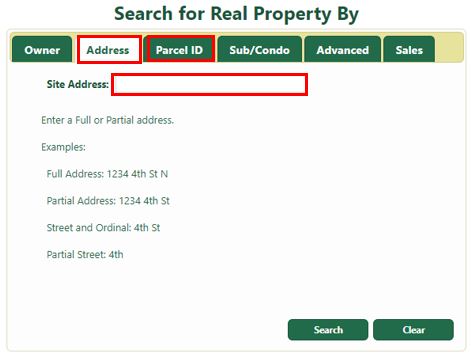 SEARCH REAL PROPERTY