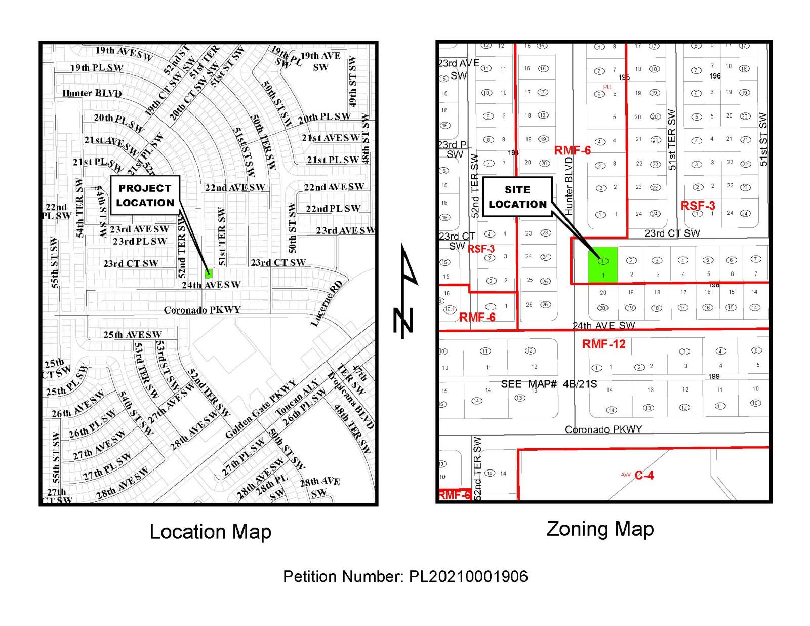 NIM Meeting - RSF-3 to RMF-6 - 5196 23rd Ct SW Rezone (RZ) PL20210001906 Site Location Map