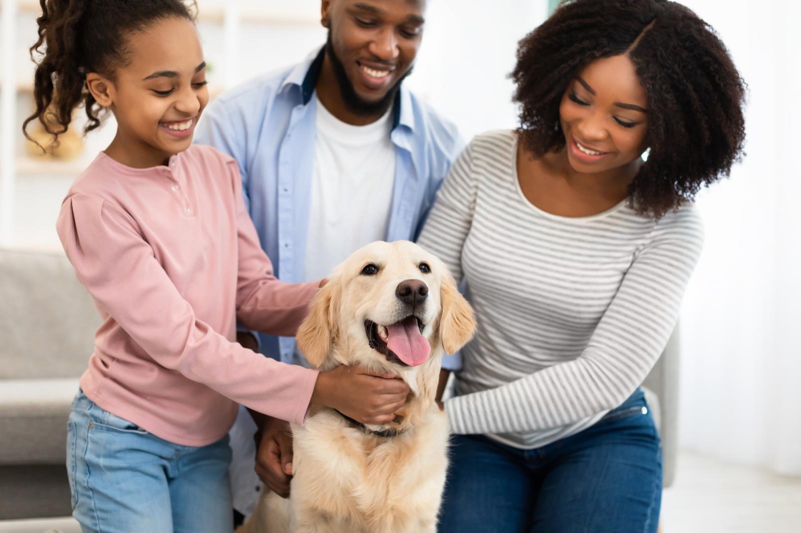 Family of 3 with a dog